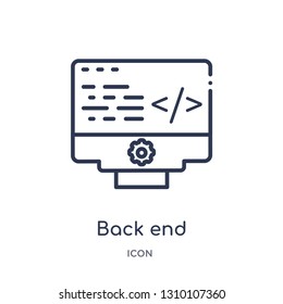 back end icon from technology outline collection. Thin line back end icon isolated on white background.