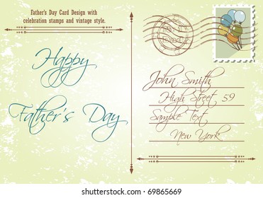 Back of Father's Day card in a vintage style