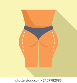 Back female body liposuction icon flat vector. Medicine abdomen. Loose weight