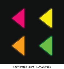 Back Filled Arrow four color glowing neon vector icon