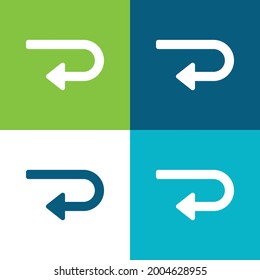 Back Flat four color minimal icon set
