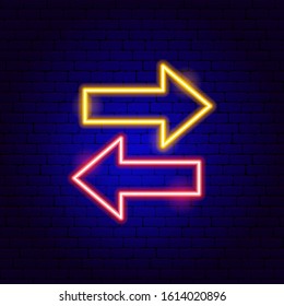 Back Forward Arrow Neon Sign. Vector Illustration of Direction Promotion.
