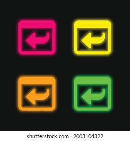 Back four color glowing neon vector icon