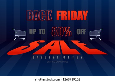 back friday up to 80% special offer dark blue tone vector illustration eps10