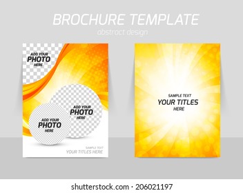 Back and front bright orange abstract design with circles for booklet design