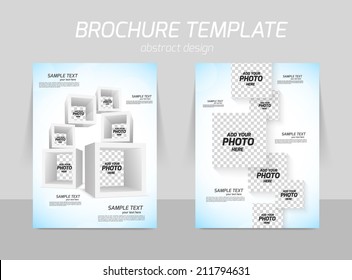 Back and front flyer template design with empty cubes and squares