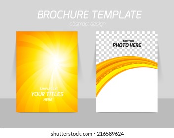 Back and front flyer template design in orange sunny style