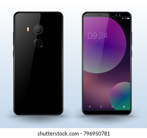 Back front smartphone vector realistic. Vector illustration for technology advertising and place application demo on screen. - Shutterstock ID 796950781