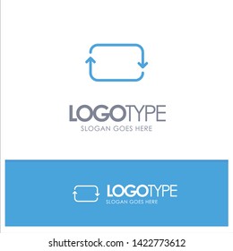 Back, Front, Twitter, Sets Blue outLine Logo with place for tagline