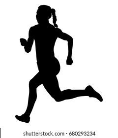 Back Girl Athlete Runner Running Sprint Black Silhouette