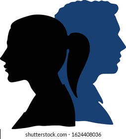 Back to back, a girl and a boy. Vector illustration.
