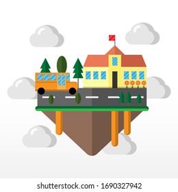 Volver a la escuela y volver a ella, Ilustración del estudio de la enseñanza, vector