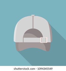 Back of grey baseball cap icon. Flat illustration of back of grey baseball cap vector icon for web design