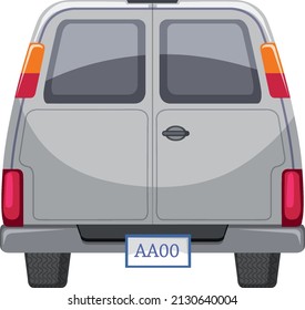 Parte posterior del coche gris en la ilustración de fondo blanco