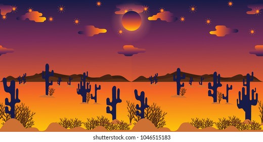 Back ground  sunset Cactus the desert