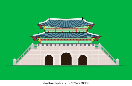 back gwanghwamun gate gyeongbokgung palace in seoul south korea vector illustration eps10