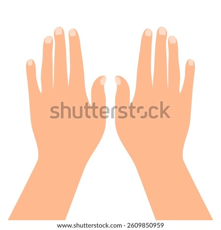 Back of the hand. Outstretched human hands isolated on white background. Straight arms. Vector illustration