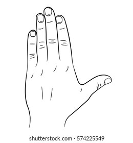 Back Of The Hand With The Thumb Retracted Of Monochrome Vector Illustration.