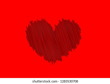 back heart on red background.