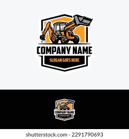 Back Hoe Loader Company Logo. Badge Emblem Ready Made Logo. Best for Construction Related Industry Logo