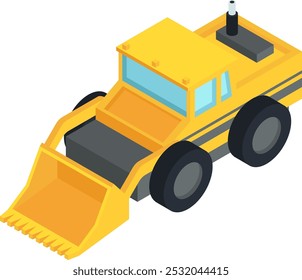 Back hoe loader isometric icon. Digger machine