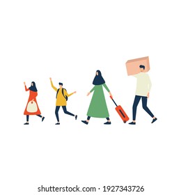 Back to hometown flat illustration with characters