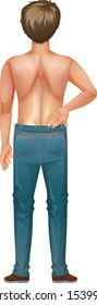 Back of human male on white background illustration
