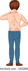 Back of human male on white background illustration