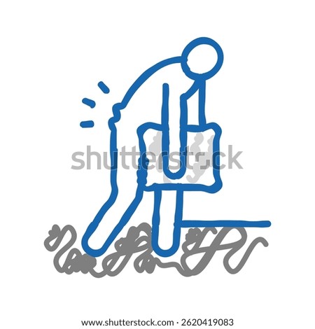 back hurts man sprain doodle icon sketch vector. back hurts man sprain sign. isolated symbol illustration