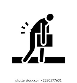 back hurts man sprain glyph icon vector. back hurts man sprain sign. isolated symbol illustration