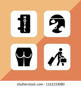 back icon. 4 back set with bottom, flight and travel vector icons for web and mobile app