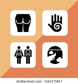 back icon. 4 back set with flight, school, massage and bottom vector icons for web and mobile app