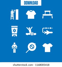 back icon. 9 back vector set. shirt, travel, sun cream and painter icons for web and design about back theme