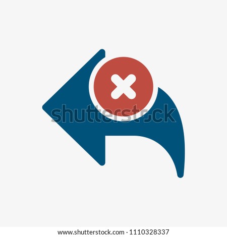 Back icon, arrows icon with cancel sign. Back icon and close, delete, remove symbol. Vector illustration