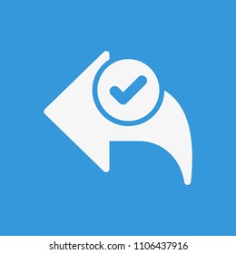 Back icon, arrows icon with check sign. Back icon and approved, confirm, done, tick, completed symbol. Vector illustration