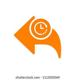 Back icon, arrows icon with clock sign. Back icon and countdown, deadline, schedule, planning symbol. Vector illustration