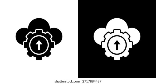 Icono de copia de seguridad lleno en blanco y negro.