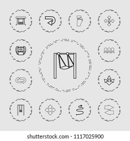 Back icon. collection of 13 back outline icons such as arrow, curved arrow, chair, man move, move, swing. editable back icons for web and mobile.