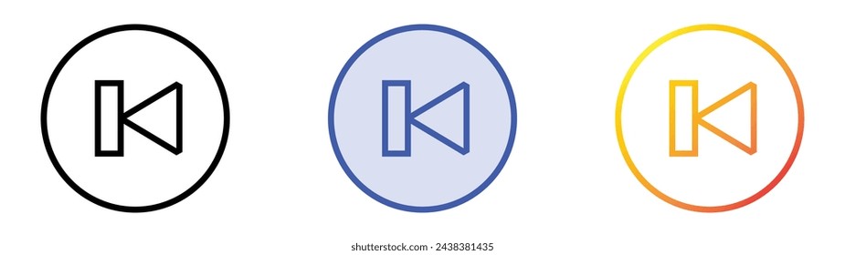 back icon. Linear, Blue Fill and Gradient Style Design Isolated On White Background