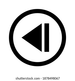back icon for media player, step backward next icon, media control skip back symbol, vector