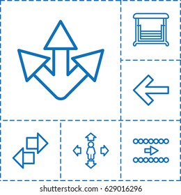 Back icon. set of 6 back outline icons such as man move, swing, arrow