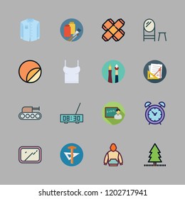 back icon set. vector set about shirt, school material, sticker and tank icons set.