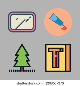 back icon set. vector set about yard, paint tube, school material and mirror icons set.