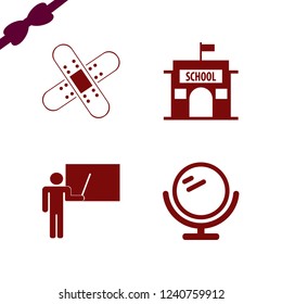 back icon. back vector icons set mirror, patches medicine, school and teacher at blackboard