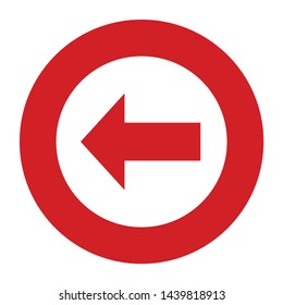 Back icon vector isolated on flat red round button illustration