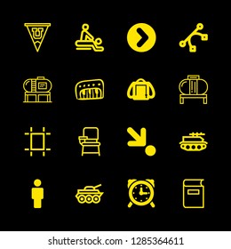 back icons set with student chair with desk, college pennant and tank vector set