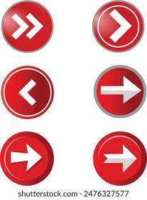 back left arrow button red color on white background