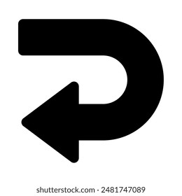 back to left or back arrow icon, silhouette vector isolated on white background. simple and modern design