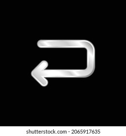 Back Left Arrow Of Returning Angle silver plated metallic icon