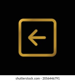 Back Left Arrow Square Button Outline gold plated metalic icon or logo vector